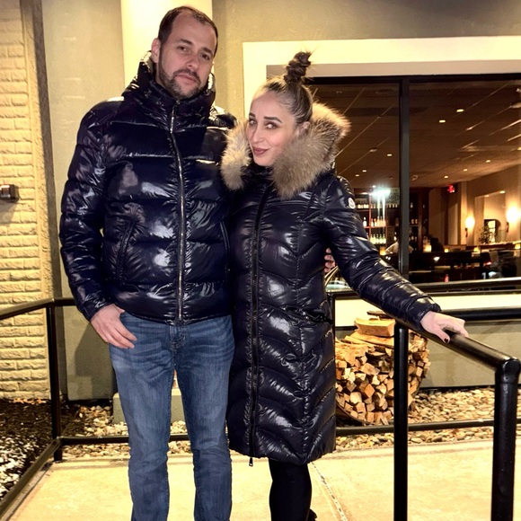 Moncler Navy Puffer Coat with Fur Hood - Picture 8 of 9